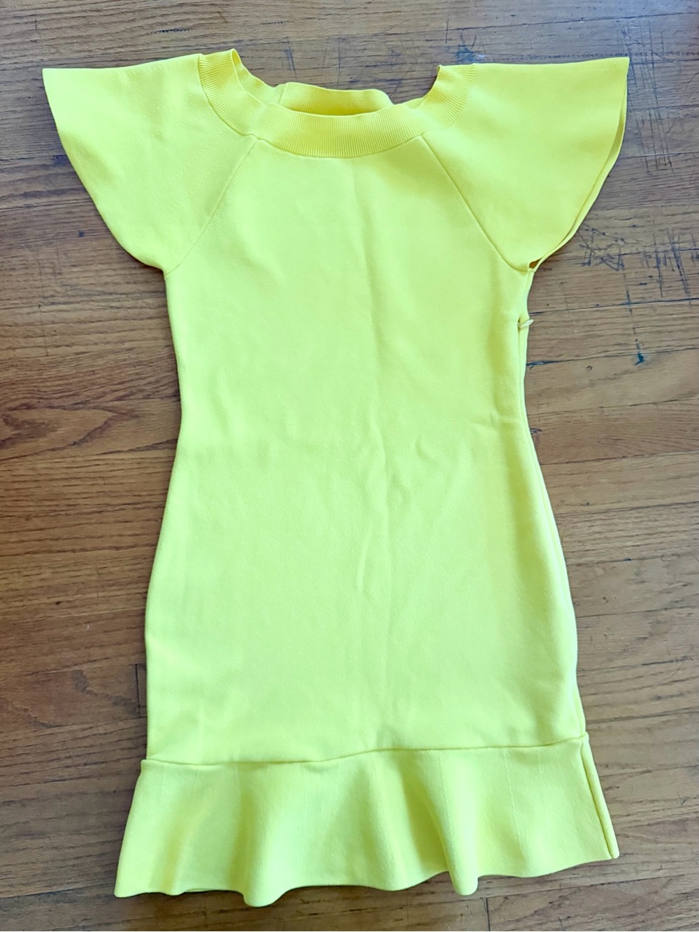 Michael Kors Butter Yellow Flutter-Sleeve Ruffle Hem Dress